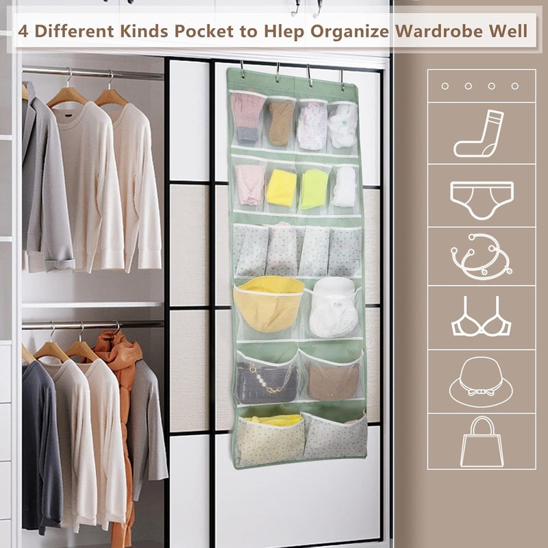 KANCNT 18 Pocekts Over the Door Shoes Organizer,Behind Door Hanging Storage Pocekt for Sock,Underwear,Hat,Handbag,Back of Door Hanging Shelf for Bedroom,Bathroom,Entryway,Storeroom,Pantry,Dorm,Nursery,2 Pack - Image 5